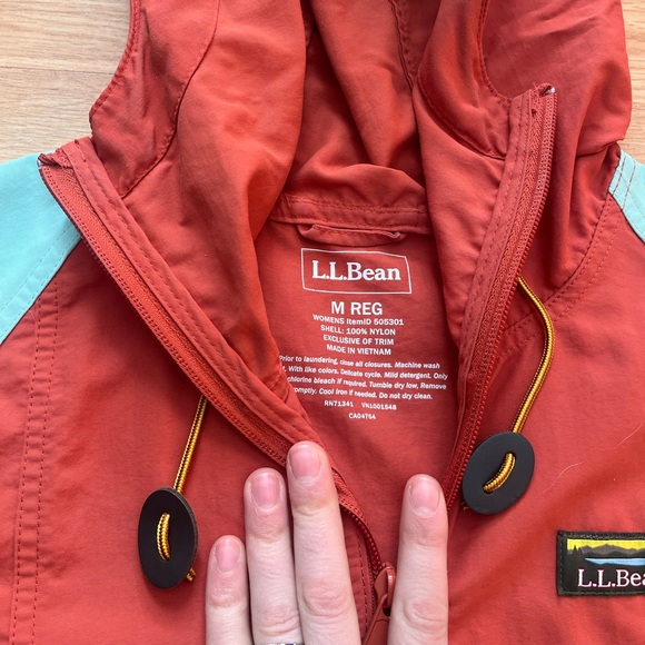 LL Bean Mountain Classic Anorak wind breaker retro color block medium hood - Picture 10 of 10